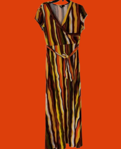 Nice fall color striped ND maxi dress L